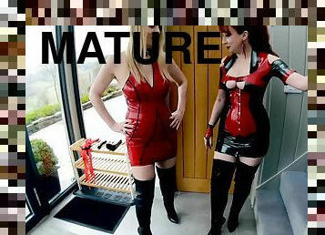 Red XXX and Lucy have fun in their latex outfits