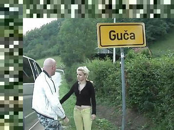 Two Serbian women hitchhiking