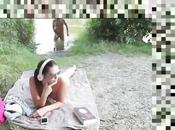 Public nudity voyeur in the garden of a neighbor