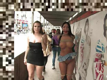 Busty amateur babe Zenza Raggi stripped in public and fucked