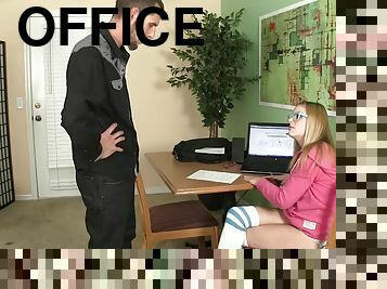 Quick office jerking off by iressistible secretary Kendra Lynn