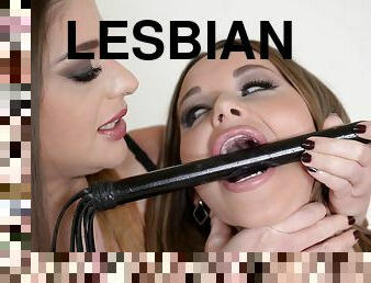 Two lesbians playing with a strapon - Cathy Heaven and Rachele Richey