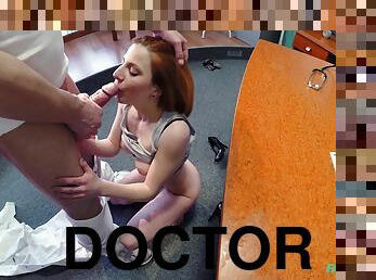 Redhead slut Ryta Zonn fucked in the fake hospital by a doctor