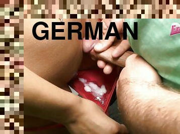 German young amateur teen get cum in pants from user