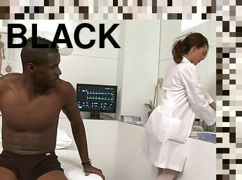 Black dude gets his dick sucked and ridden by nurse Layla Rivera