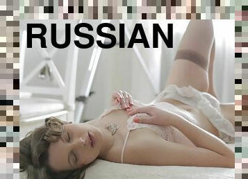 Russian girl Yulia A in stockings masturbates for your pleasure