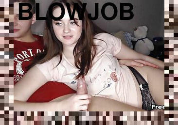 Horny Cute Teen Gives Her Boyfriend a Nice Blowjob