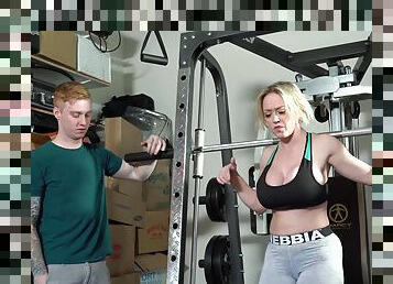 Busty Dee Williams enjoys sex at the gym with her horny trainer