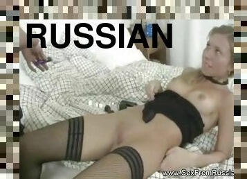 Russian Hard Sex On Bed     with her New Boyfriend