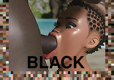 Young black girl fucked hard by huge black cock outdoor on a wild island