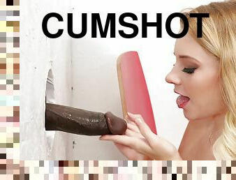 Riley Star sucks a dick trought the wall before she takes it badly