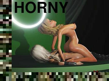 3d hot dickgirl fucks a horny blonde on the fashion model podium