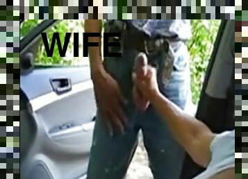 hubbby film wife exposed in car for voyeur