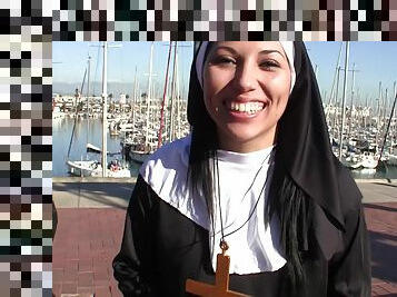 Horny Latina nun pussy fucked and creampied hardcore