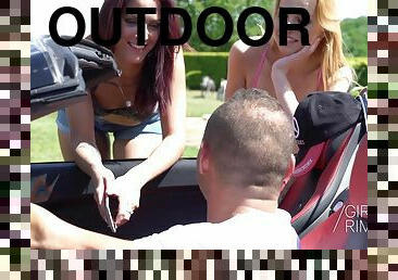 Outdoor threesome rimming with Lyen Parker and Rebecca Black
