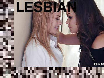 Lesbian sensual teen couple Kimber Woods and Lilly Ford