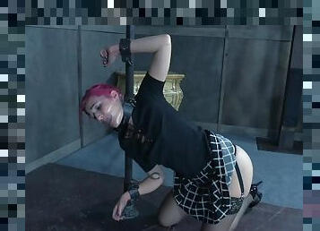 Pink haired punk slut KoKo Kitty tied up and tortured hardcore