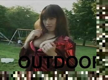 Outdoor public pussy and tits flashing with Japanese Mirai Yasuoka