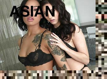 Exotic teen Asian lesbian couple Shyla Jennings and Honey Gold