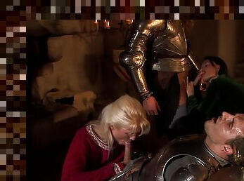 Medieval role play orgy with Kristi Love swallowing loads of cum