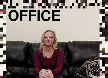 Office doggy fuck with blonde Stacey bent over the desk