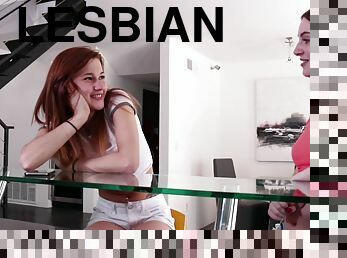 Lesbian teen babes Alaina Dawson and Maya Kendrick lick each other