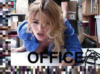 Thief gets punished by fucking Haley Reed, in her office