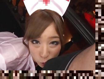 Nurse Sakura Chinami uses her mouth to take care of this dude