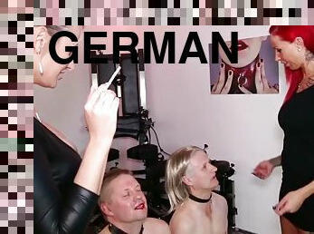 German female domination, spit and more, session with 2 slaves