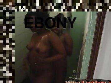 Round ass ebony lesbians washing their butts sensually