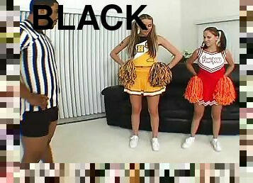 Cristina Agave and her cheerleader friend bend over for a black dick