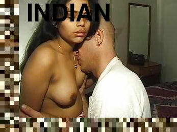 Cute desi beauty indian teen enjoys her first porn lesson with a european guy