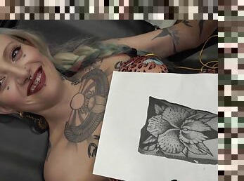 River Dawn Ink Sucks Cock After Her New Pussy Tattoo - Big tits
