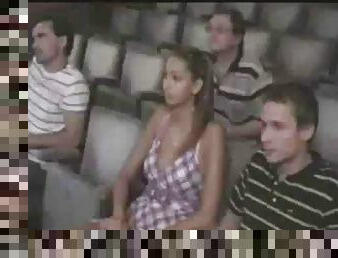 Hot girl gets groped in movie theater