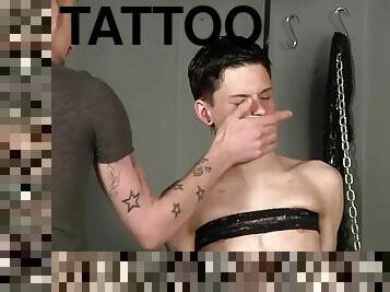 Tattoo son domination with facial