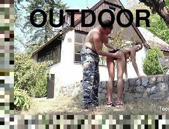 Outdoors with her old fucker