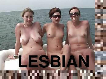 Marvelous lesbians posing while showing off their natural tits outdoor
