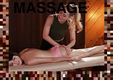 Carter Cruise and Cadey Mercury hook up after a formidable massage