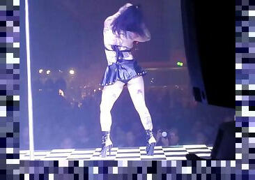 Curvy Joanna Angel gets on stage at the club and does a strip routine