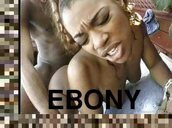 Ebony babe Janet Jacme gets fucked hard in the hot tub