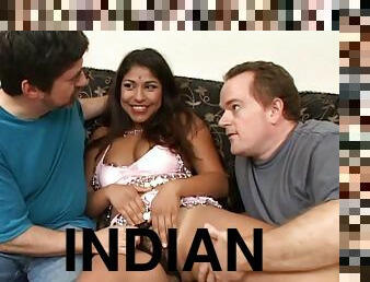 Horny Indian girl pleasing two men in an epic threesome
