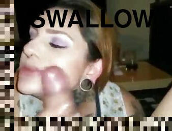 Suck and swallow, she loves the cum