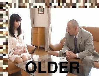 An older guy lays the pipe to a cute Japanese babe