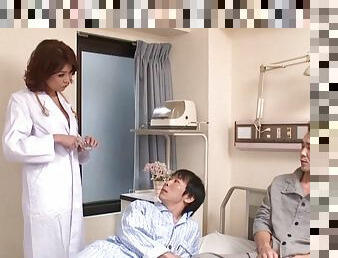 Japanese doctor gives hand to two men and enjoys a DP