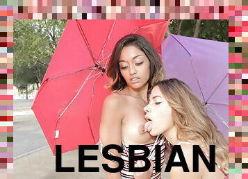 Lick And Thin - cute young lesbians make out outdoors Scarlet Rebel, Baby Nicols p01