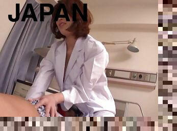 A caring Japanese nurse jerks her patient off and makes him cum