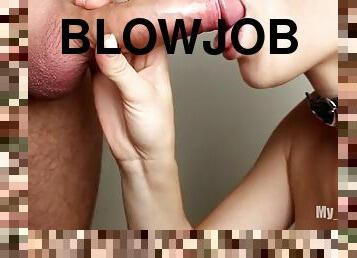 Sloppy blowjob, girl, cumshot, perfect deepthroat