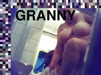 Fat granny gets caught taking a shower on a hidden cam