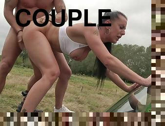Accidental couple makes quick and satisfying sex outdoors
