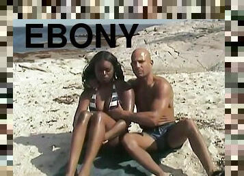 Ebony Gets A Big Cumshot After Fucking On The Beach